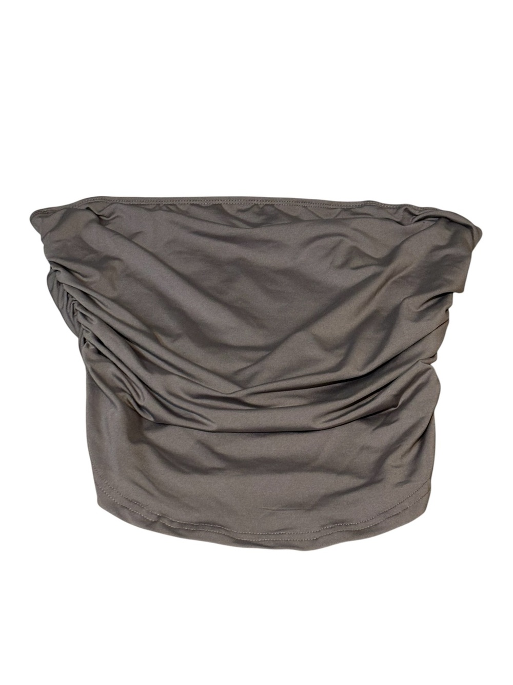Women’s Ruched Strapless Tube Top - Charcoal Gray -Size Large